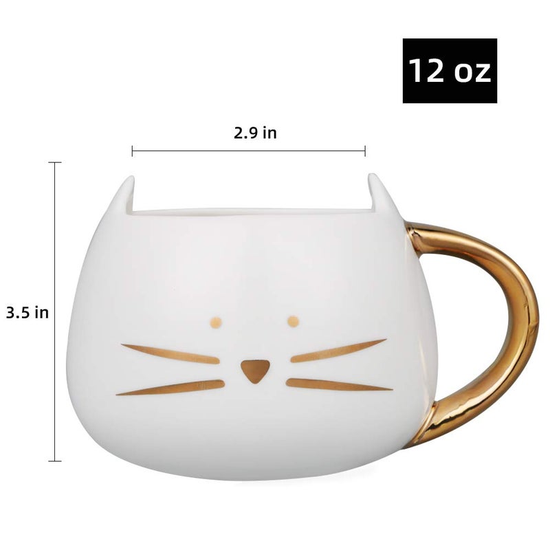 Koolkatkoo Cat Coffee Mug for Women Girls Cute Ceramic Meow Mugs for Cat Lover Tea Cup 12 oz White - Image 2